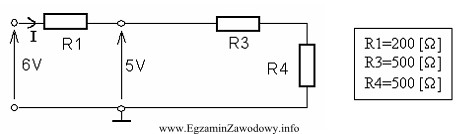 W układzie jak na rysunku wartość prądu 