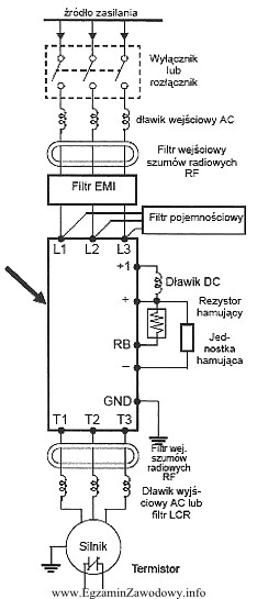 Jakie urządzenie elektroniczne wskazano strzałką na przedstawionym schemacie?