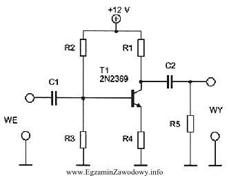 Jaki rodzaj tranzystora zastosowano w układzie wzmacniającym, przedstawionym 