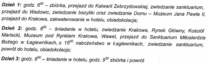 Na podstawie zamieszczonego programu wycieczki określ, do jakiego rodzaju 