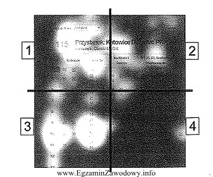 Rysunek przedstawia wyniki badania eyetrackingowego. Który z zaznaczonych obszaró