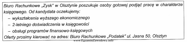 W lokalnej prasie ukazało się ogłoszenie następują