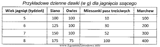 Dzienne zapotrzebowanie na mieszankę pasz treściwych w 8 tygodniu ż