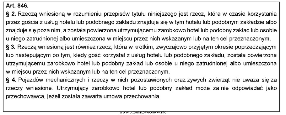 Na postawie zamieszczonego art.846 Kodeksu cywilnego, określ na jakiej 