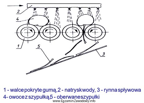 W urządzeniu przedstawionym na rysunku przeprowadzany jest proces mycia 