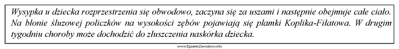 Podany w ramce opis zespołu objawów odnosi się 