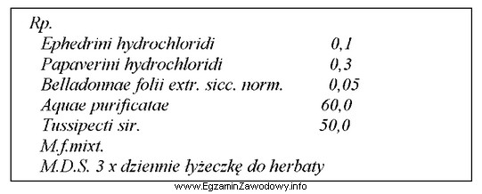 Sporządzając lek zgodnie z zamieszczoną receptą, wyciąg 