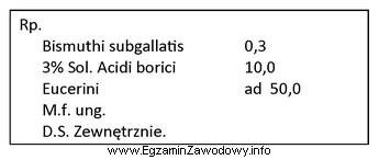 Oblicz stężenie bizmutu galusanu zasadowego w leku sporzą