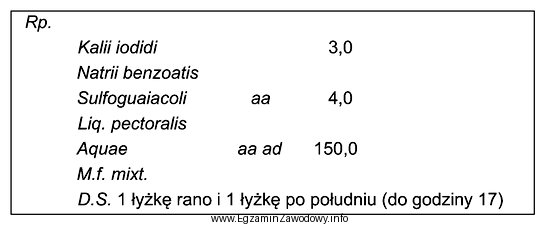 Oblicz dawkę jednorazową jodku potasu w leku recepturowym stosowanym zgodnie 