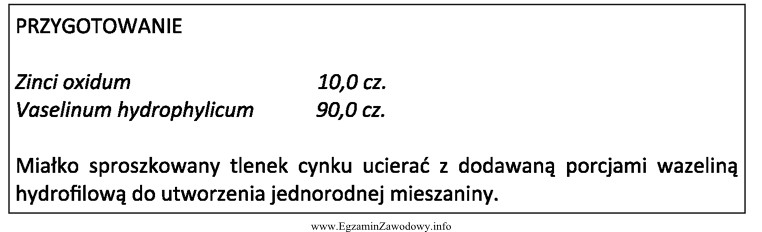 Lek sporządzony zgodnie z zamieszczonym przepisem farmakopealnym to