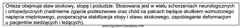 Który typ ortezy opisano w ramce?