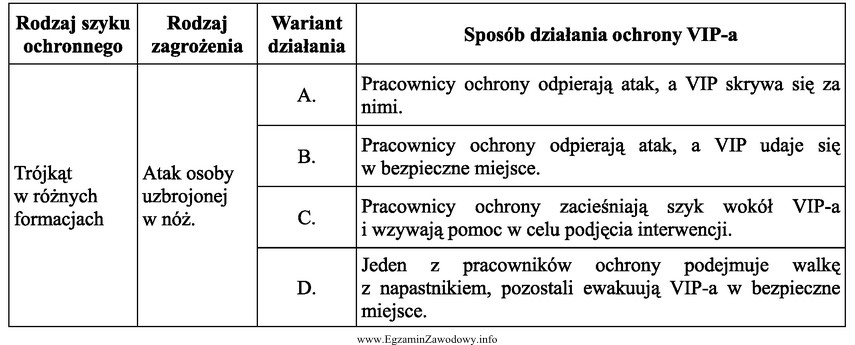 Wybierz optymalny sposób działania pracowników ochrony w 