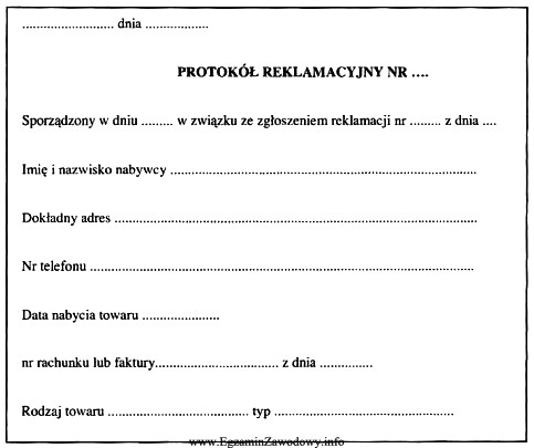 W celu prawidłowego wypełnienia protokołu reklamacyjnego sprzedawca 