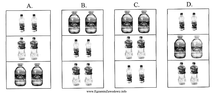 Wskaż prawidłowe ułożenie na regale oleju w 