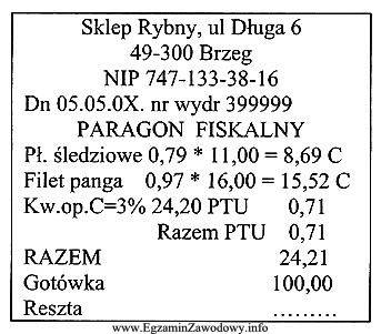 Klient zakupił towary według przedstawionego paragonu kasy fiskalnej i 